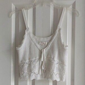 Aeropostale White Cropped Tie-Front Crop Top Women's Size M